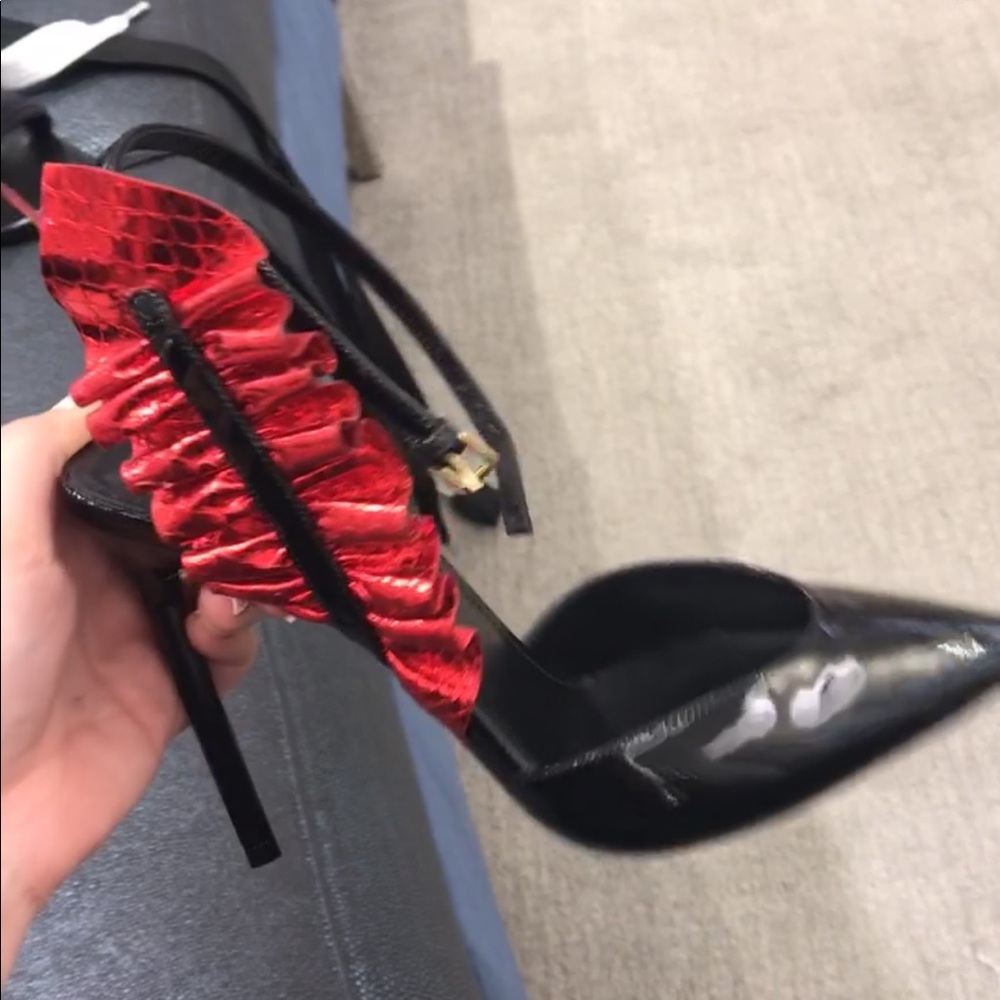 YSL Yves Saint Laurent red and black heels